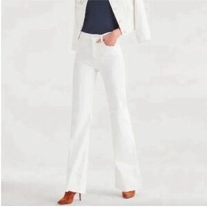 7 For All Mankind White Dojo Flare Jeans Rhinestone Pockets